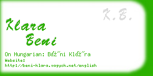 klara beni business card